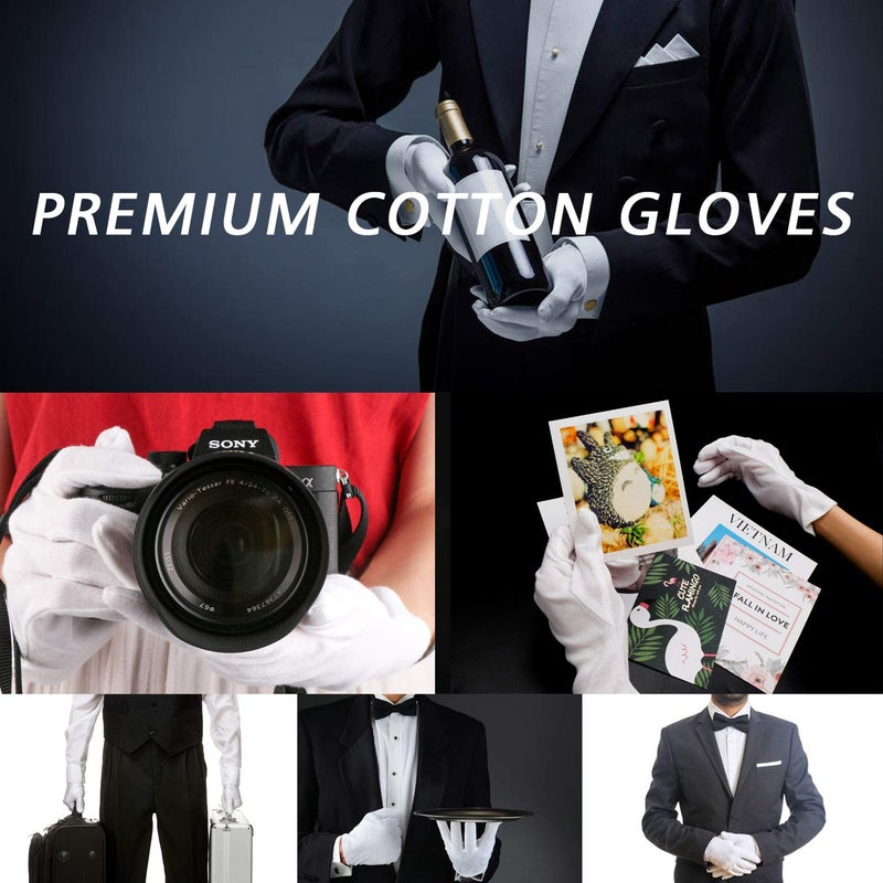 ENPOINT 10 Pairs Archival Photo Gloves, White Work Gloves for Handling Art Working Photography Womens Cloth Gloves Liners Bulk for Handling Jewelry, Film, Photo, Coin Metal Inspection Men & Women - Image 2